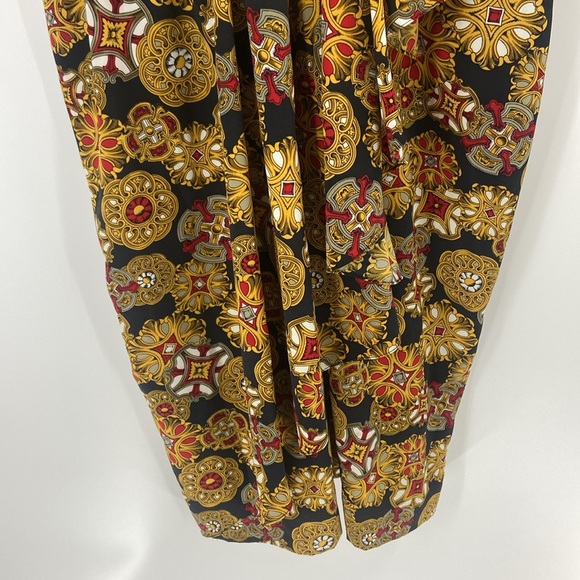 Ms Chaus Vintage statement print midi dress career faux wrap asymmetrical - Picture 11 of 16